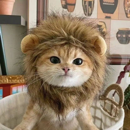 Cute Lion Mane Pet Costume Hat – Funny Cat & Dog Wig with Ears for Cosplay & Party