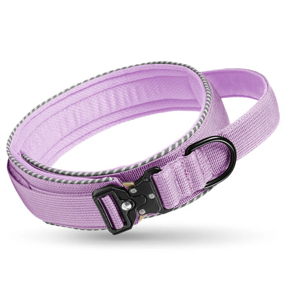Tactical dog collar, adjustable military training nylon dog collar with control handle and high quality buckle