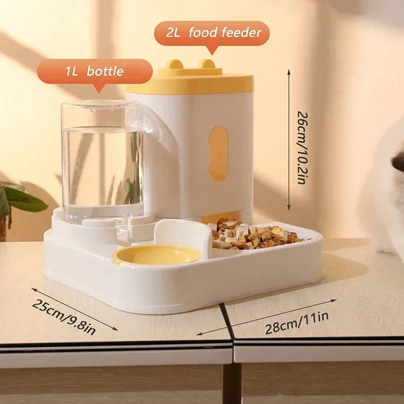 Automatic 2-in-1 Feeder Dog Cat Food Bowl and Water Feeding Device Pet Large Food Dispenser Puppy Pet Kitten Bowl Accessories 1p