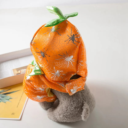 Dog & Cat Halloween Pumpkin Costume – Adjustable Pet Cosplay Outfit for Autumn & Winter