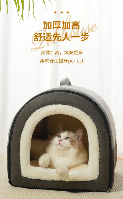 Warm Dog House Detachable Pet Sleeping Bed for Small Medium Dogs Cats Soft Non-slip Dog Kennel Puppy Kitten Nest Pet Supplies
