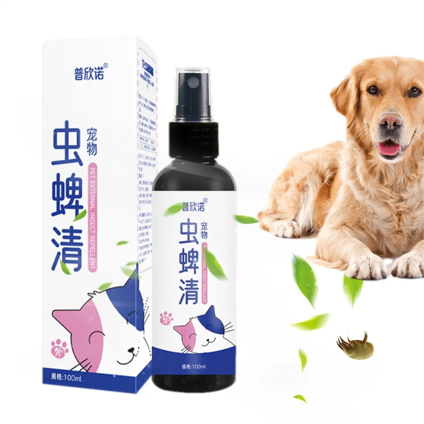 Pet Tick Spray 100ml – Repels Ticks & Fleas for Cats & Dogs