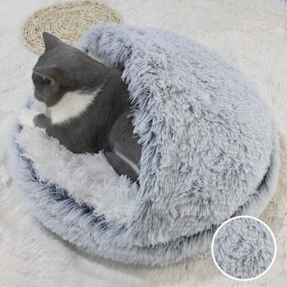 Winter Long Plush Cat Bed Round Pet House Cushion Cat House Warm Kitty Basket Dog Bed Sleep Bag Nest for Small Cat Products