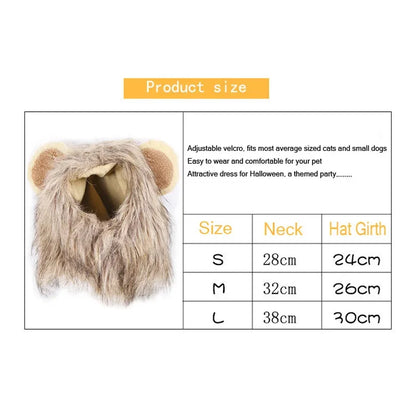 Cute Lion Mane Pet Costume Hat – Funny Cat & Dog Wig with Ears for Cosplay & Party
