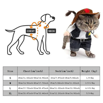 Pet Cowboy Costume – Jeans Hoodie Jumpsuit for Dogs & Cats