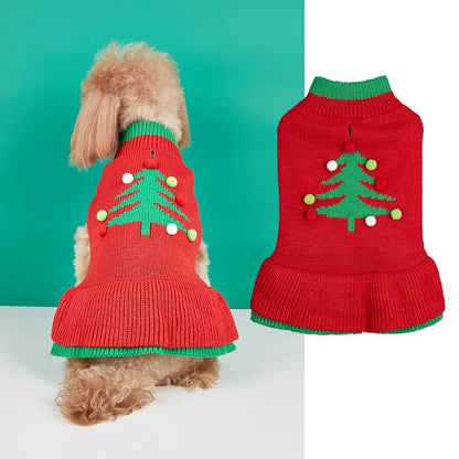 Christmas Pet Sweater for Dogs & Cats – Gingerbread Man & Snowflake Knitted Jumper with Antler Hoodie and Belt