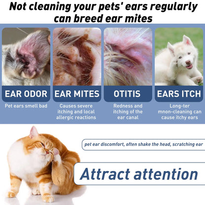 PETCLEAR Dog & Cat Ear Drops – Ear Cleaner for Odor, Wax, Mites & Itch Prevention, 60ml