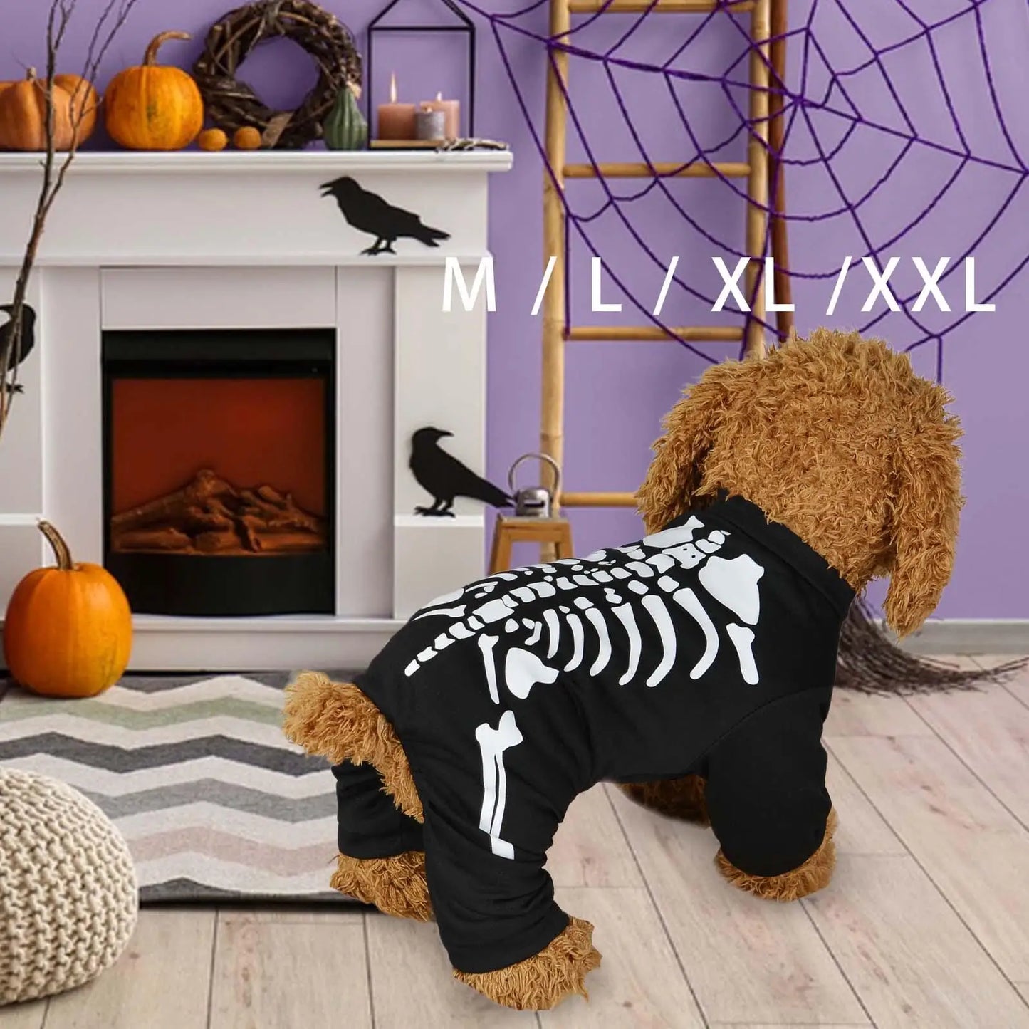 Halloween Skeleton Pet Costume – Glow-in-the-Dark Outfit for Dogs & Cats