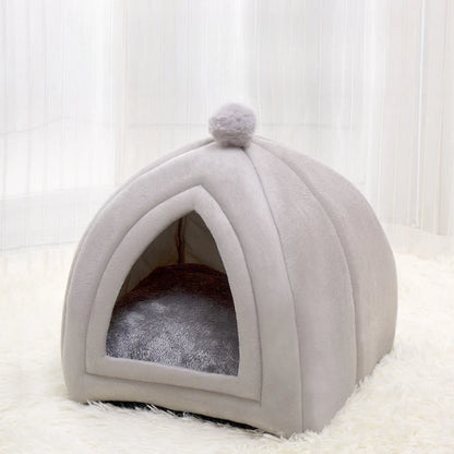 Winter Warm Dog Nest Semi Enclosed Cat House Super Soft Foldable Plush Pet House Suitable for Small and Medium Sized Cat/Dog Bed