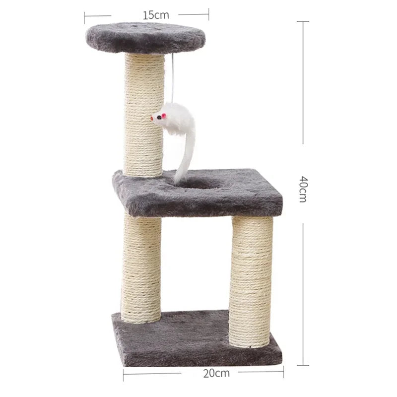 3-Layers Cats Scratching Post Sisal Rope Three Pillars for Kitten Grind Claw Cat Climbing Frame Posts Toy Pet Furniture Supplies