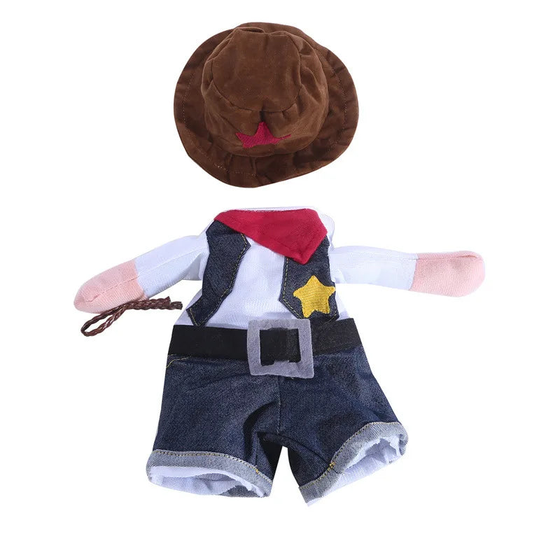 Pet Cowboy Costume – Jeans Hoodie Jumpsuit for Dogs & Cats