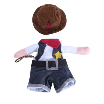 Pet Cowboy Costume – Jeans Hoodie Jumpsuit for Dogs & Cats