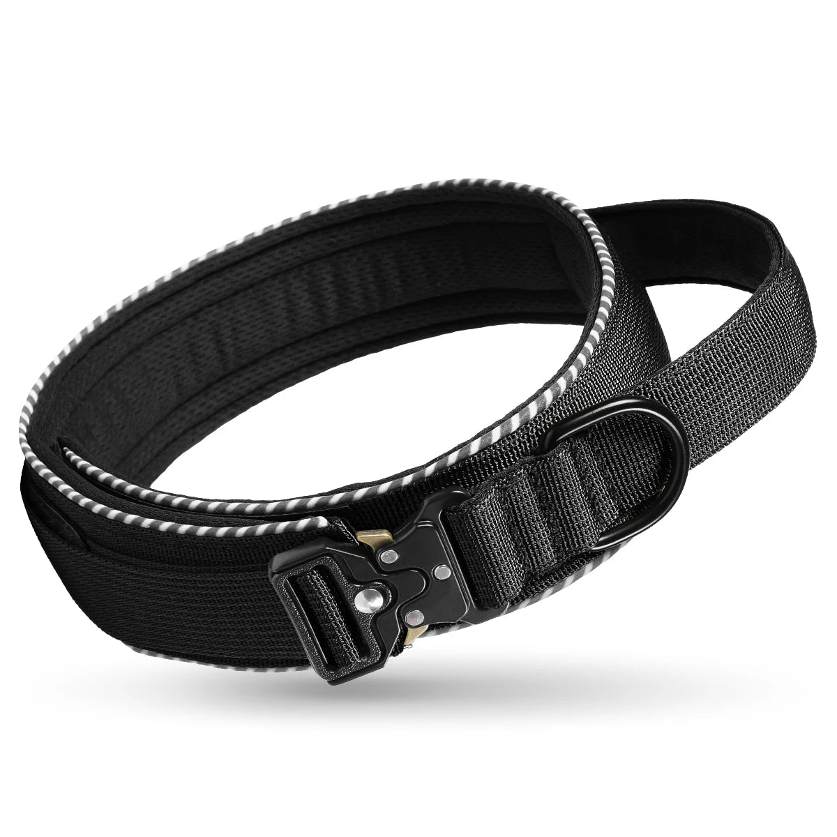 Tactical dog collar, adjustable military training nylon dog collar with control handle and high quality buckle