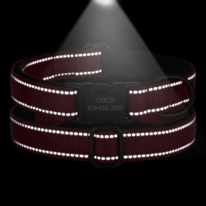 Personalized Nylon Dog Collar Reflective Dog Collars Engraved Puppy Collar ID Necklace Adjustable for Small Medium Large Dogs