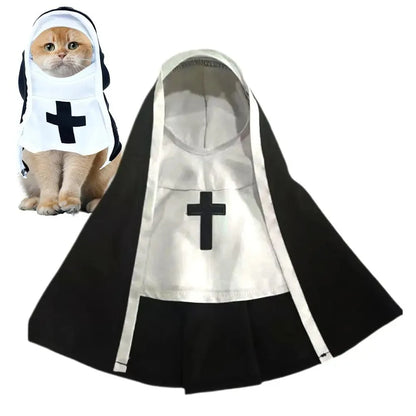 Halloween Pet Nun Costume – Funny Hoodie Cosplay for Dogs & Cats