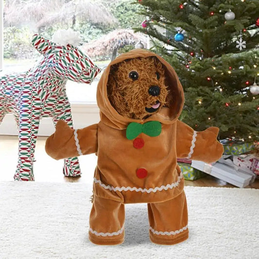 Dog & Cat Gingerbread Costume – Soft Puppy Hoodie Stand-Up Pet Outfit