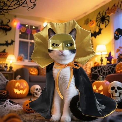 Halloween Pet Costume Set – Batman Pattern Cat & Dog Cape, Funny & Fashionable