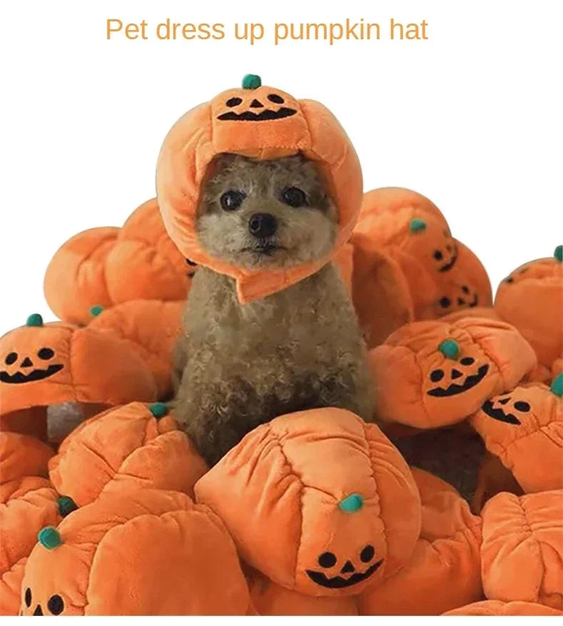 Halloween Pet Pumpkin Hat – Cat & Dog Costume Headgear for Small, Medium & Large Dogs