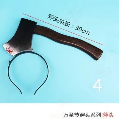 Pet Halloween Props – Funny & Scary Toys for Dogs & Cats, Plastic Ax, Saw, Nail, Knife Headwear Party Favors
