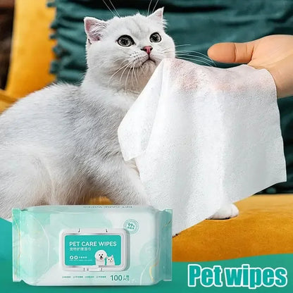 Pet Deodorant Wipes – 100pcs Gentle Cleaning Wipes for Dogs & Cats