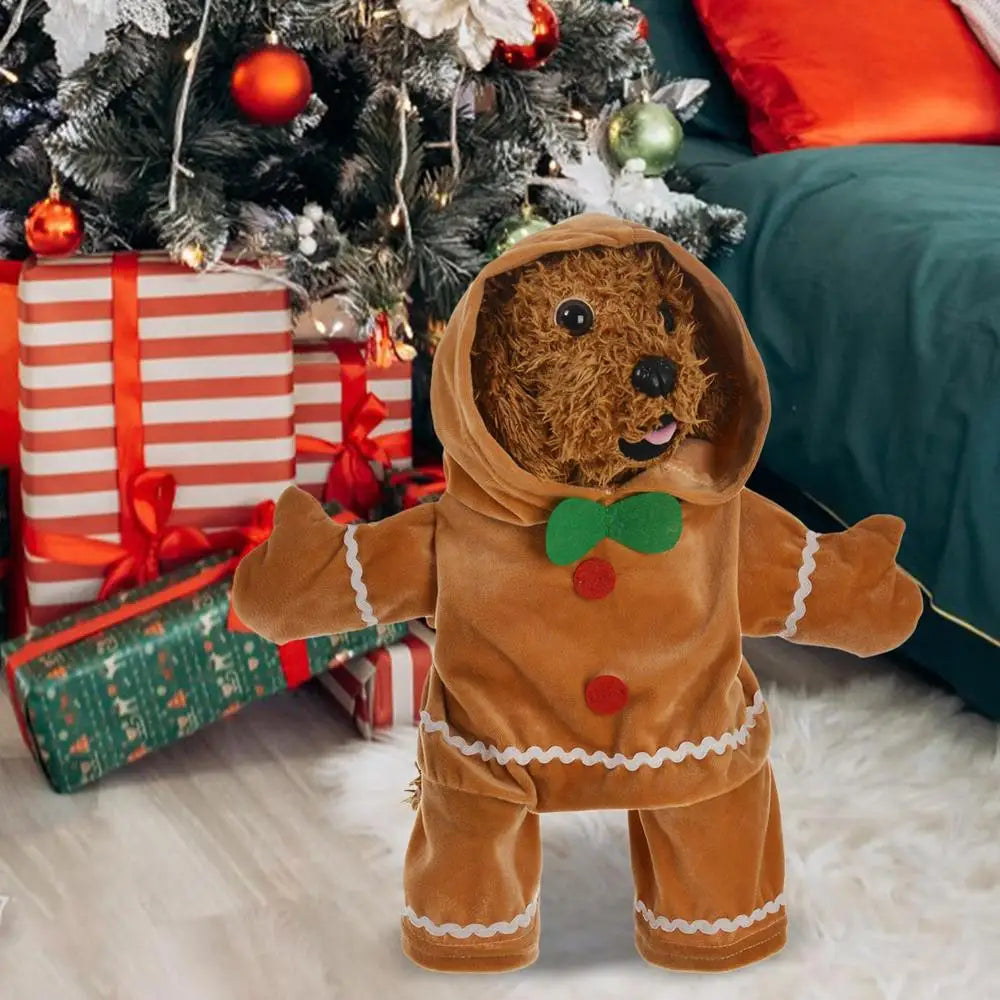 Dog & Cat Gingerbread Costume – Soft Puppy Hoodie Stand-Up Pet Outfit