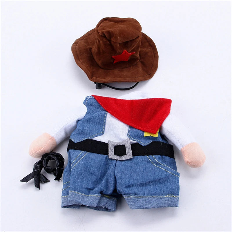 Pet Cowboy Costume – Jeans Hoodie Jumpsuit for Dogs & Cats
