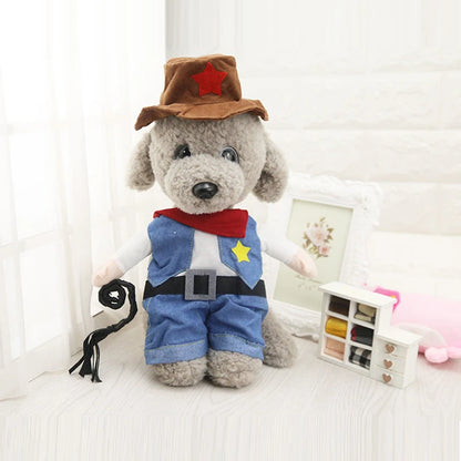 Pet Cowboy Costume – Jeans Hoodie Jumpsuit for Dogs & Cats