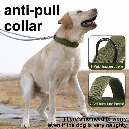 Tactical dog collar, adjustable military training nylon dog collar with control handle and high quality buckle