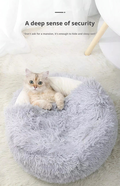Autumn And Winter Soft Plush Pet Bed And Pet Bed Winter Warm And Cold Plush Comforter Nest Shell Cat Nest Semi-enclosed Cat Nest
