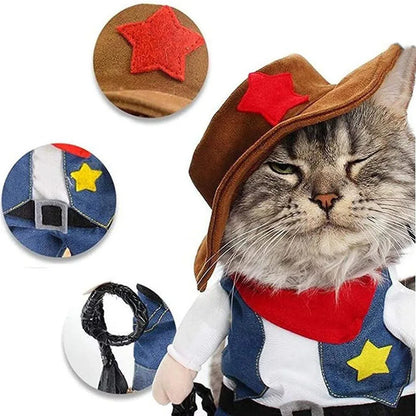 Halloween & Christmas Pet Costume Set – Funny Cowboy Outfit for Cats & Dogs