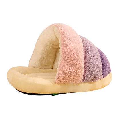 Winter Warm Pet Cat Bed Semi-enclosed Pet Sleeping Bag for Cats Mini Dogs Soft Plush Kitten House Cave Cat Accessories