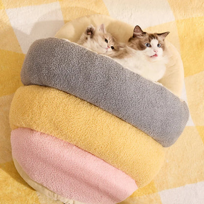 Winter Warm Pet Cat Bed Semi-enclosed Pet Sleeping Bag for Cats Mini Dogs Soft Plush Kitten House Cave Cat Accessories