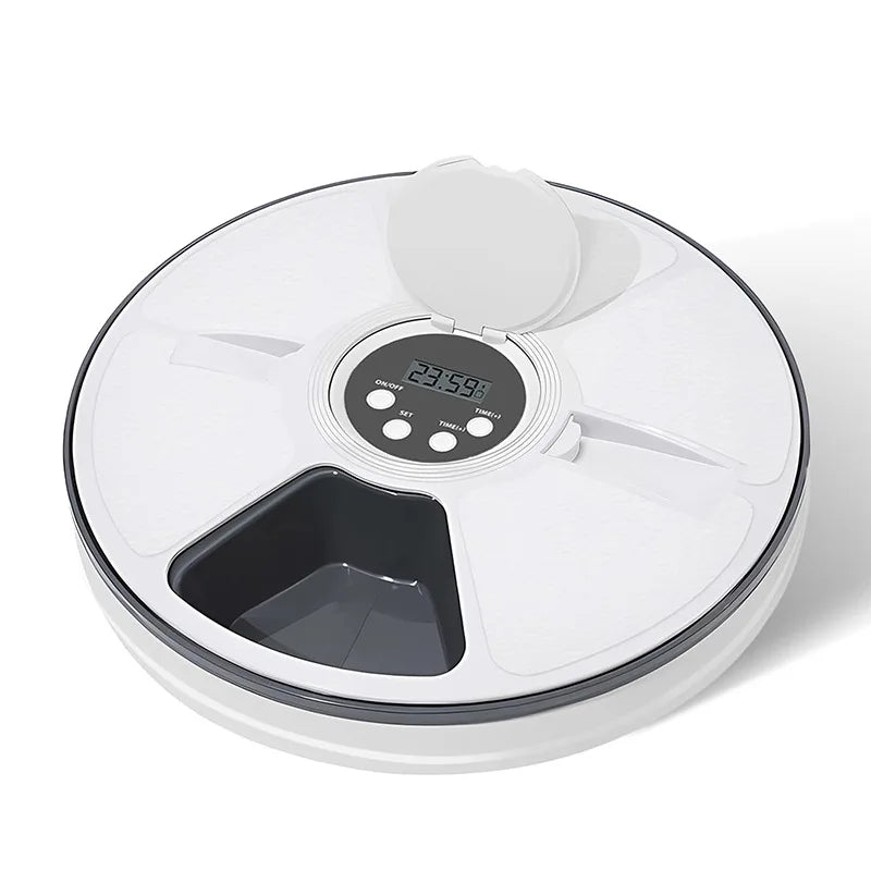 Automatic Feeder Pet Dog Round Timing Feeder 6 Meals 6 Grids Cat Dog Electric Dry Food Dispenser 24 Hours Feed Pet Supplies