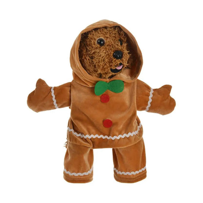 Dog & Cat Gingerbread Costume – Soft Puppy Hoodie Stand-Up Pet Outfit