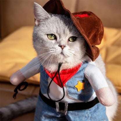 Halloween & Christmas Pet Costume Set – Funny Cowboy Outfit for Cats & Dogs