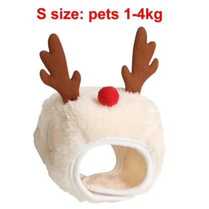 Christmas Pet Costume – Santa & Elk Hat with Bandana Bib Scarf Set for Dogs & Cats