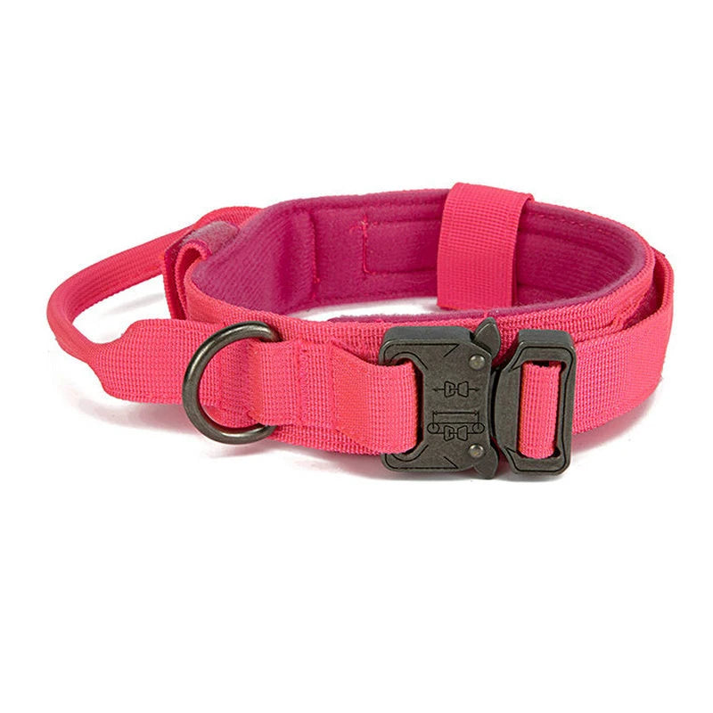 Military Tactical Dog Collar with Control Handle Adjustable Nylon Collar for Medium Large Dogs German Shepard Walking Training