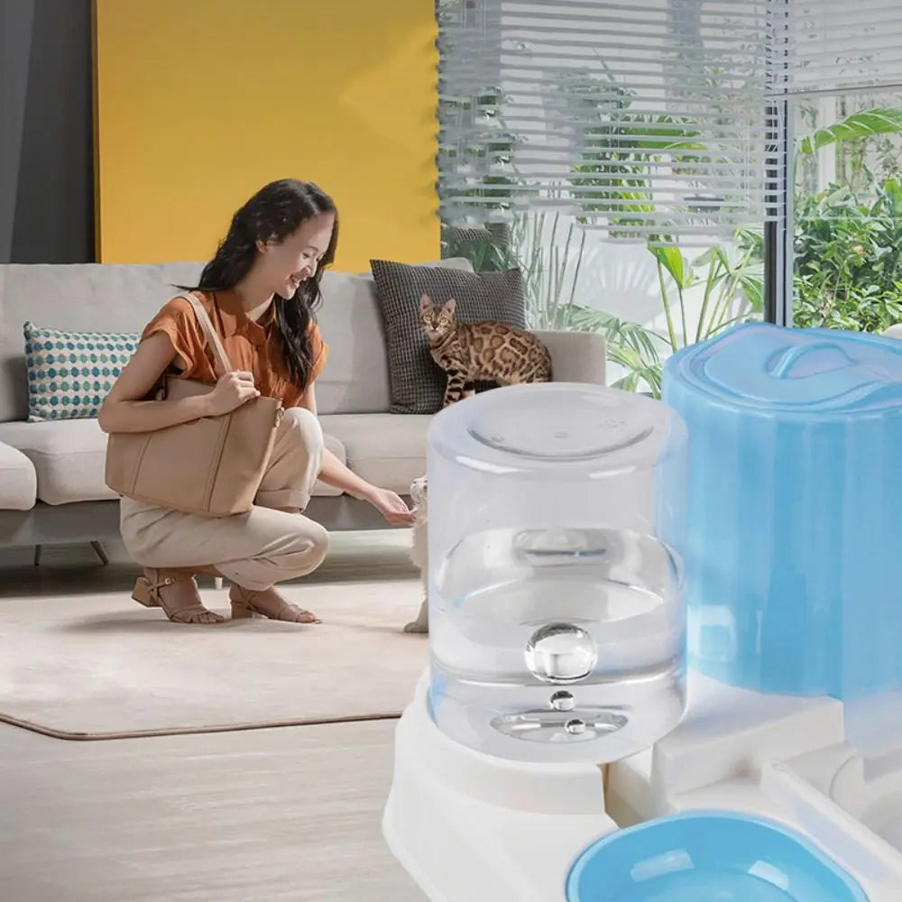 2-in-1 Cat Automatic Feeder Large Capacity Detachable Pet Water Dispenser Dry Wet Separation Cat Dog Food Bowl Drinking