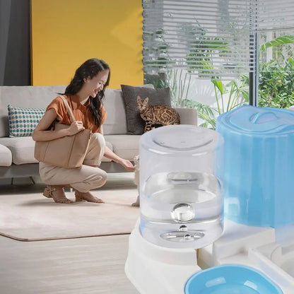 2-in-1 Cat Automatic Feeder Large Capacity Detachable Pet Water Dispenser Dry Wet Separation Cat Dog Food Bowl Drinking