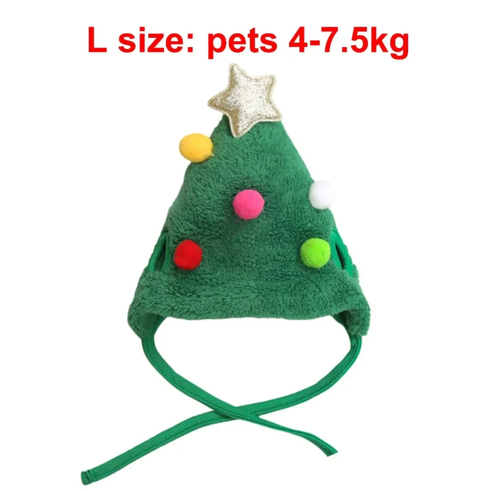 Christmas Pet Costume – Santa & Elk Hat with Bandana Bib Scarf Set for Dogs & Cats