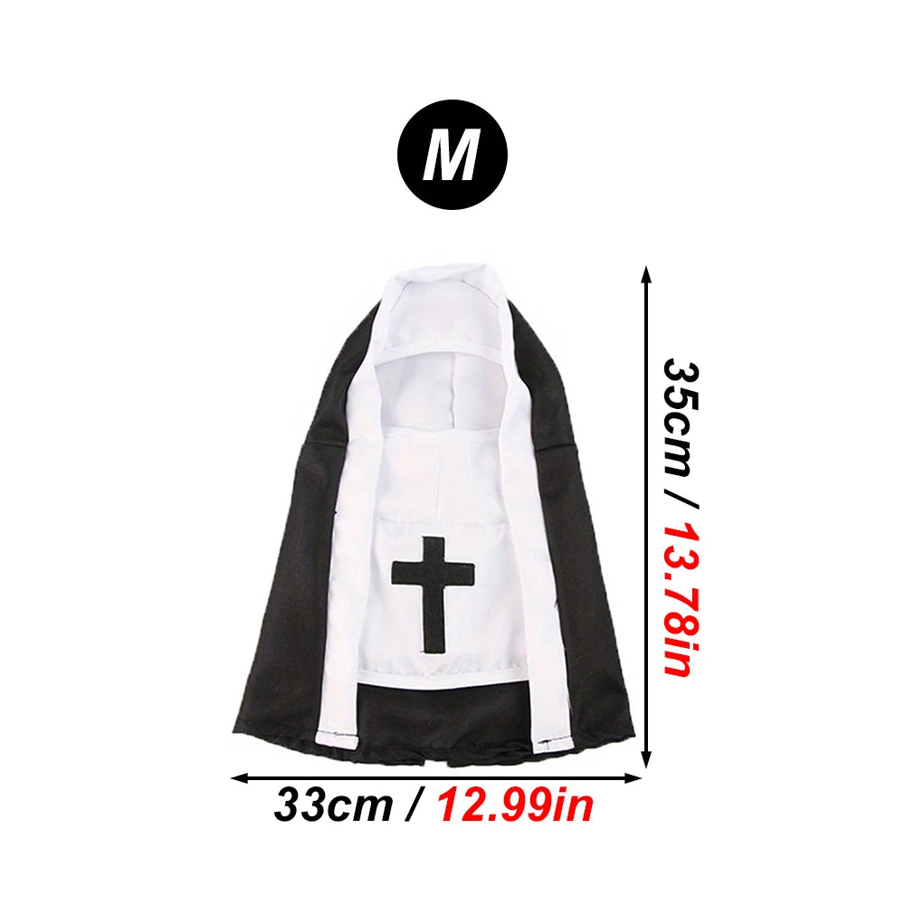 Funny Pet Nun Costume – Adjustable Halloween Outfit for Small Cats & Dogs