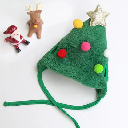 Christmas Pet Costume – Santa & Elk Hat with Bandana Bib Scarf Set for Dogs & Cats