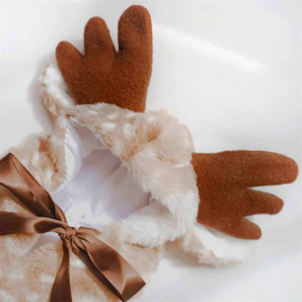 Christmas Pet Costume – Reindeer Antlers & Elk Cloak for Cats and Dogs
