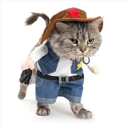 Pet Cowboy Costume – Jeans Hoodie Jumpsuit for Dogs & Cats