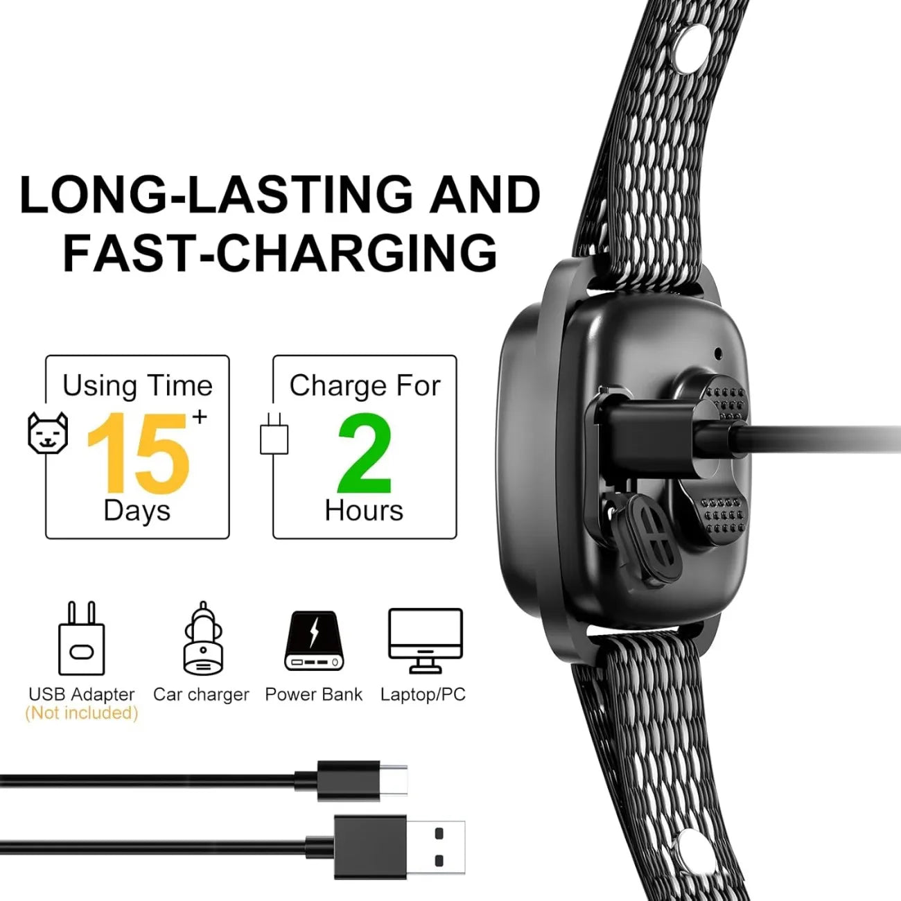 Small Dog No-Shock Bark Collar, Rechargeable, Adjustable