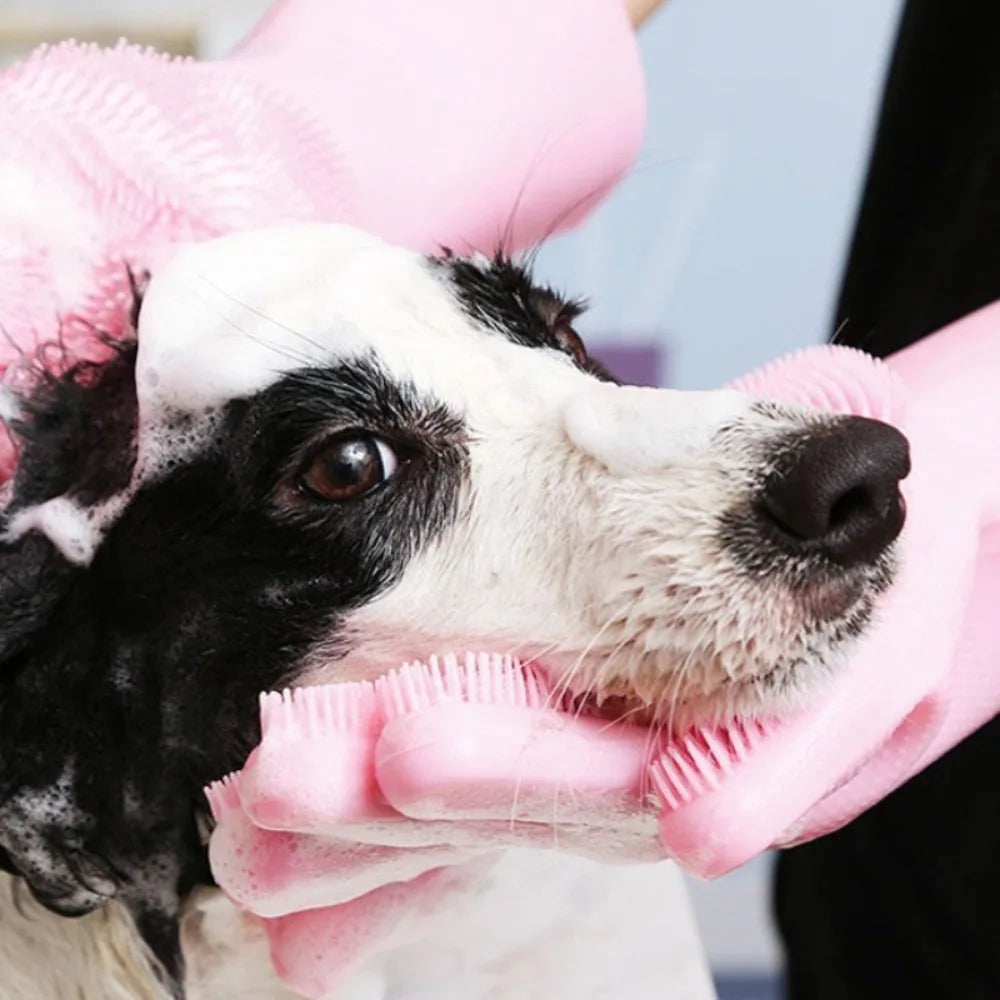 Pet Grooming Gloves – Silicone Hair Removal & Massage for Dogs & Cats