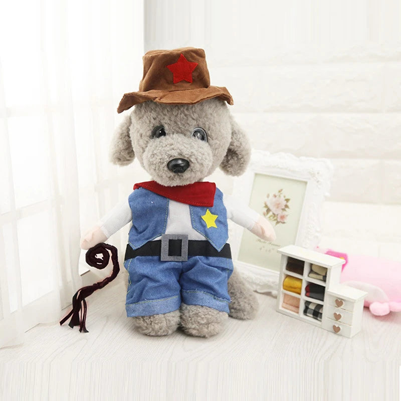 Pet Cowboy Costume – Jeans Hoodie Jumpsuit for Dogs & Cats