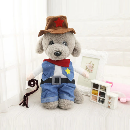 Pet Cowboy Costume – Jeans Hoodie Jumpsuit for Dogs & Cats