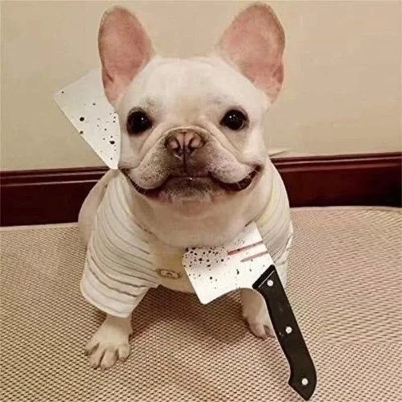 Pet Halloween Props – Funny & Scary Toys for Dogs & Cats, Plastic Ax, Saw, Nail, Knife Headwear Party Favors
