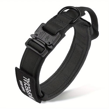 Tactical dog collar with handle for medium and large dogs, military-spec nylon collar, quick-release metal buckle